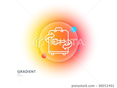 Luggage room line icon. Gradient blur button with glassmorphism. Baggage Locker sign. Travel service symbol. Transparent glass design. Luggage line icon. Vector 98052492