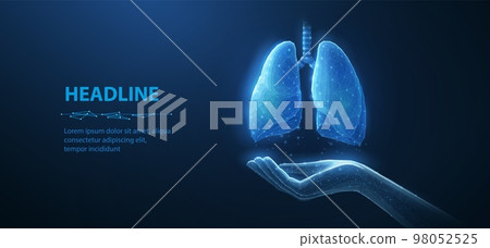 Lung health. Abstract 3d lung on hand. Lung care, tuberculosis awareness, world cancer day, pneumonia patient, human organ anatomy, pulmonary medicine, corona virus, lung donor concept Lung health. Abstract 3d lung on hand. Lung care, tuberculosis awareness, world cancer day, pneumonia patient, human organ anatomy, pulmonary medicine, corona virus, lung donor concept 98052525