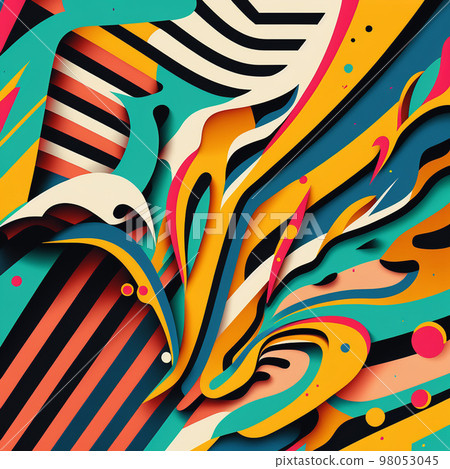 Artistic abstract artwork bright stripe pattern design with stripes and lines. Artistic abstract artwork bright stripe pattern design with stripes and lines. 98053045