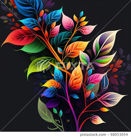 Original floral design with exotic flowers and tropic leaves. 98053054