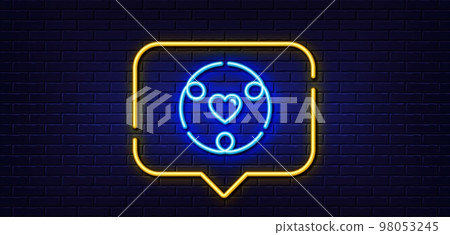 Neon light speech bubble. Inclusion line icon. Equity culture sign. Gender diversity symbol. Neon light background. Inclusion glow line. Brick wall banner. Vector 98053245