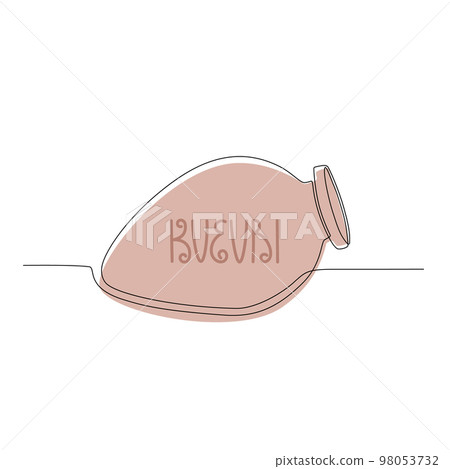 Line Kvevri vector illustration. Traditional Georgian clay Qvevri for making wine. Line Kvevri vector illustration. Traditional Georgian clay Qvevri for making wine. 98053732
