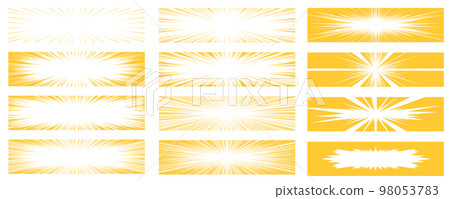黃色橫長方形卡通風格集中線條素材集 98053783