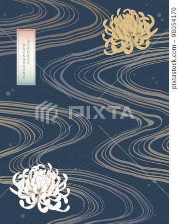 Japanese background / running water, chrysanthemum 98054170