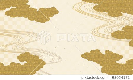 Japanese pattern abstract cloud and running water background design 98054171