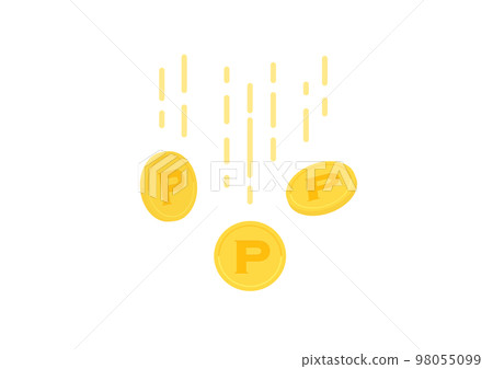 Falling coin with mark of point P - Image material of Poi activity, reduction, exchange 98055099