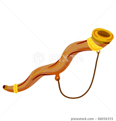 Jewish horn shofar. Ritual religious ancient trumpet. Flat cartoon illustration 98056355