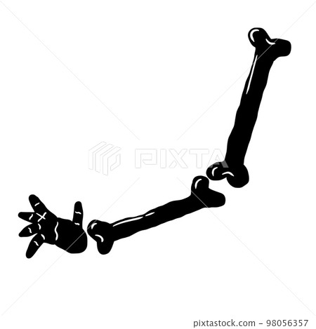 Hand of skeleton. Halloween decoration. Black Cartoon illustration isolated on white Hand of skeleton. Halloween decoration. Black Cartoon illustration isolated on white 98056357