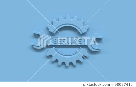Blue gear wheel SERVICE 3D 98057413