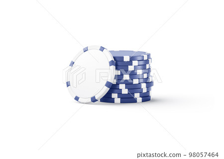 Blank white plastic round chip mockup stand with blue stack Blank white plastic round chip mockup stand with blue stack 98057464
