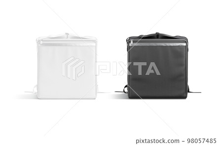 Blank black and white delivery bag mockup, front view 98057485
