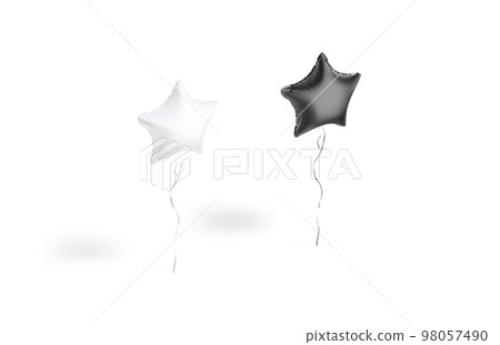 Blank black and white star balloon flying mockup, side view 98057490