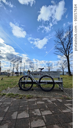 Blue sky and bicycle Blue sky and bicycle 98057684