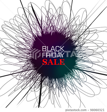 Abstract space explosion background with chaotic scribble. Inscription BLACK FRIDAY SALE . Vector illustration 98060321