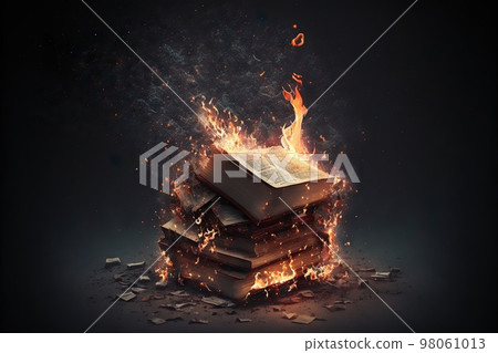 Books burning in bonfire 98061013