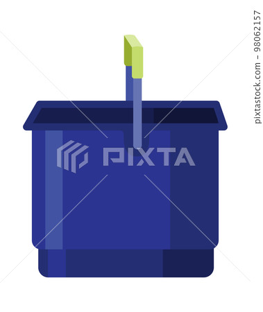 Bucket. Bail vector cartoon icon or pail with handle. Plastic household equipment. Cleaning container 98062157