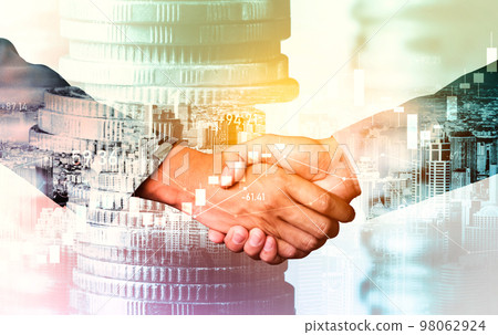 Business handshake on finance prosperity and money technology asset background 98062924