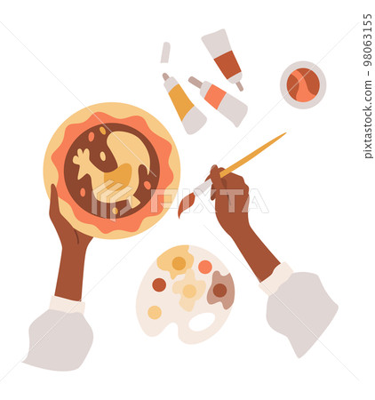 Handcraft creative workshop. Handmade hobby, creative work and art. Hands create crafts. Making decorative craftwork. Art crafts class vector banner for children 98063155