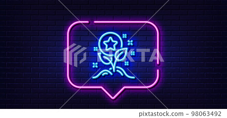 Neon light speech bubble. Loyalty points line icon. Bonus grows. Discount program symbol. Neon light background. Loyalty points glow line. Brick wall banner. Vector Neon light speech bubble. Loyalty points line icon. Bonus grows. Discount program symbol. Neon light background. Loyalty points glow line. Brick wall banner. Vector 98063492