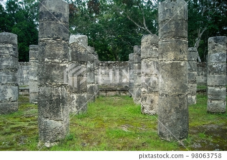 mayan pyramids in mexico, stone construction, surrounded by vegetation, deep jungle mayan pyramids in mexico, stone construction, surrounded by vegetation, deep jungle 98063758