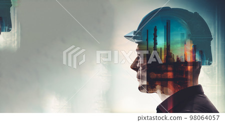 Future factory plant and energy industry devotion concept in creative design 98064057