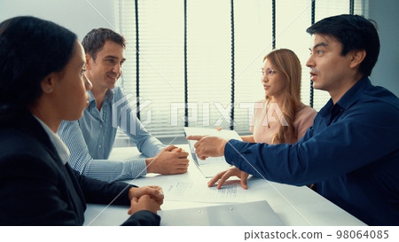 Commercial, agreement deal signed by competent people of several ethnicities. 98064085