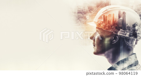 Building construction engineering project devotion with double exposure design Building construction engineering project devotion with double exposure design 98064119
