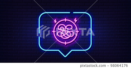 Neon light speech bubble. Stress line icon. Anxiety depression target sign. Mental health symbol. Neon light background. Stress glow line. Brick wall banner. Vector Neon light speech bubble. Stress line icon. Anxiety depression target sign. Mental health symbol. Neon light background. Stress glow line. Brick wall banner. Vector 98064176