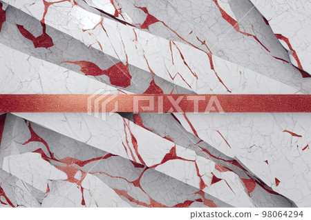 Splendid marble pink gold geometric abstract in digital art 3D illustration. 98064294