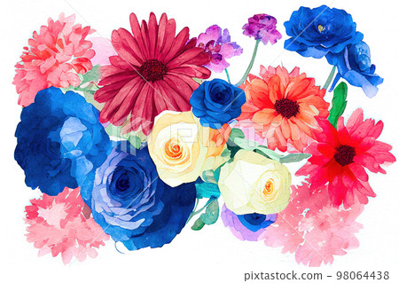 Flower bouquet set watercolor pieces of artwork design Flower bouquet set watercolor pieces of artwork design 98064438