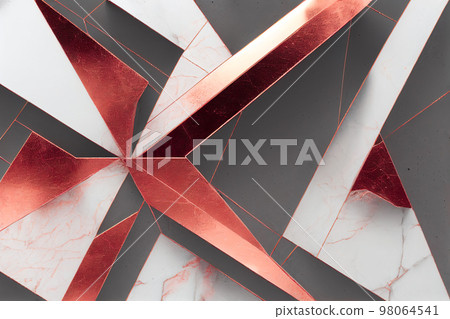 Splendid marble pink gold geometric abstract in digital art 3D illustration. 98064541