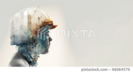 Building construction engineering project devotion with double exposure design Building construction engineering project devotion with double exposure design 98064579