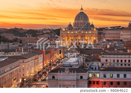 Vatican City skyline with St. Peter's Basilica 98064622