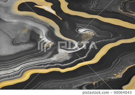 Splendid luxury abstract black and gold background in alcohol ink technique. 98064843