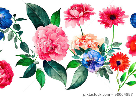 Flower bouquet set watercolor pieces of artwork design 98064897