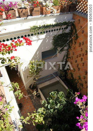 mexican regionalist architecture, neon light with the shape of the country of mexico, cactus, interior space 98065003