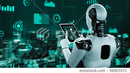 Futuristic robot artificial intelligence huminoid AI for industrial factory 98065072