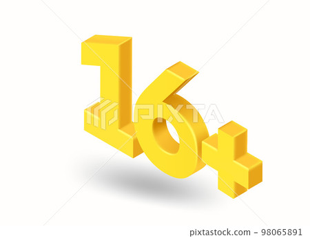 Age limit inscription. 16 plus. 3d style vector illustration Age limit inscription. 16 plus. 3d style vector illustration 98065891