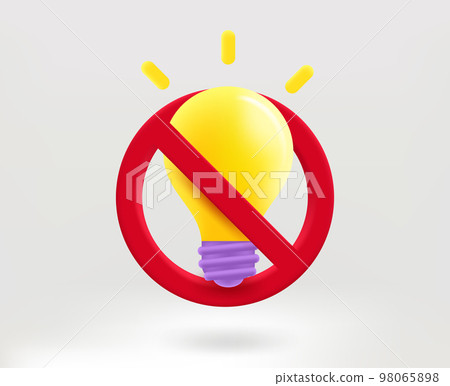 No light concept concept with electric bulb. 3d vector illustration No light concept concept with electric bulb. 3d vector illustration 98065898
