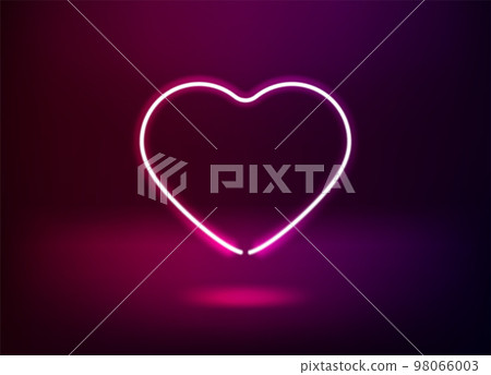 Neon heart icon. 3d vector illustration Neon heart icon. 3d vector illustration 98066003