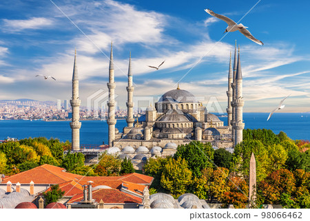 The Blue Mosque of Istanbul, Sultan Ahmet Mosque, beautiful view The Blue Mosque of Istanbul, Sultan Ahmet Mosque, beautiful view 98066462
