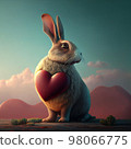 rabbit with heart st valentines background 98066775