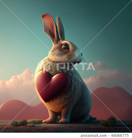 rabbit with heart st valentines background rabbit with heart st valentines background 98066775