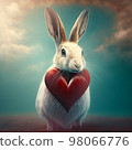rabbit with heart st valentines background 98066776
