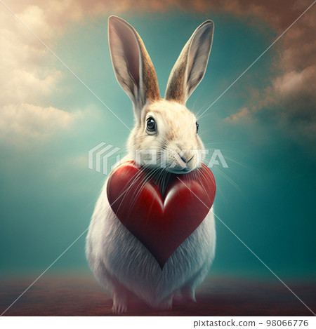 rabbit with heart st valentines background rabbit with heart st valentines background 98066776