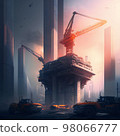 modern crane at a construction skyscraper building futuristic 98066777