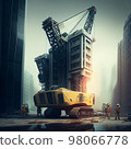 modern crane at a construction skyscraper building futuristic 98066778