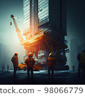 modern crane at a construction skyscraper building futuristic 98066779