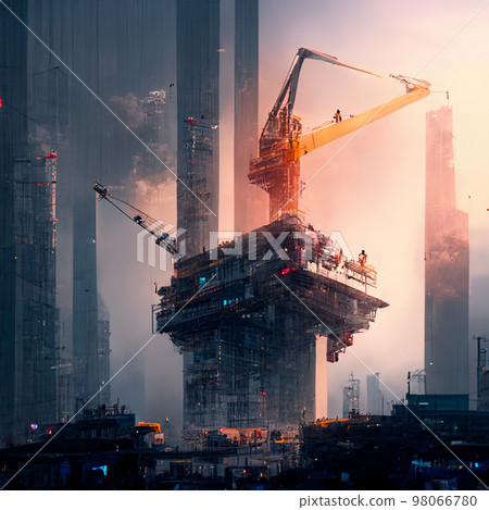 construction skyscraper building futuristic - Stock Illustration ...