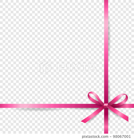 Vector 3d Realistic Pink Gift Ribbon and Bow Closeup Isolated. Bow Design Template, Background for Birthday, Christmas Presents, Gifts, Invitation, Card, Gift Box. Holiday Decoration 98067001